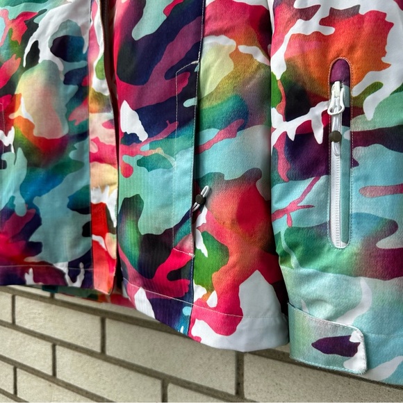 GSOU SNOW Vibrant Camo Insulated Snow Jacket XS Removable Hood Waterproof Ski - Picture 3 of 12